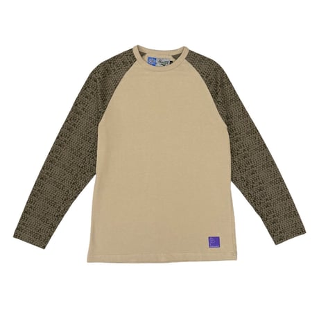 ALWAYS BUBBLE PRINT RAGLAN LONGSLEEVE SHIRT TWO TONE BROWN