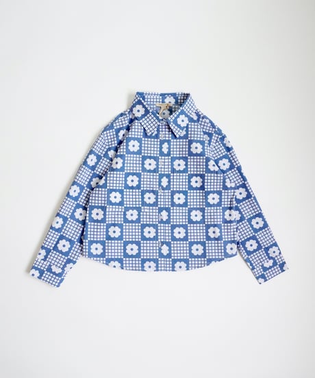 FISH & KIDS / NAVY FLOWERS RETRO SHIRT