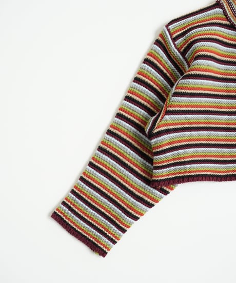 & pal / MULTI BORDER CROPPED KNIT PULLOVER