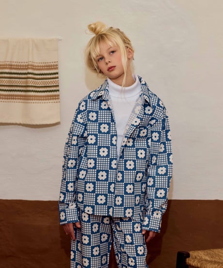 FISH & KIDS / NAVY FLOWERS RETRO SHIRT