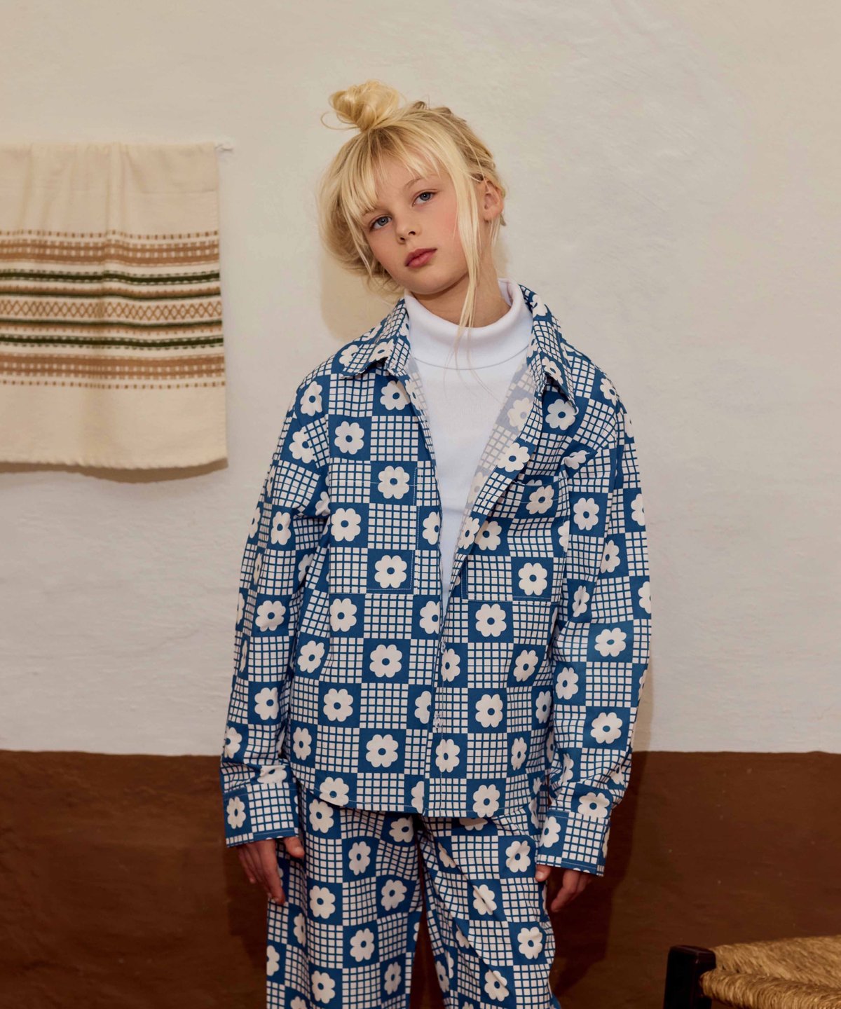 FISH & KIDS / NAVY FLOWERS RETRO SHIRT | in the