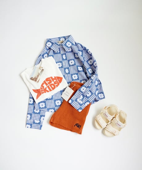 FISH & KIDS / NAVY FLOWERS RETRO SHIRT