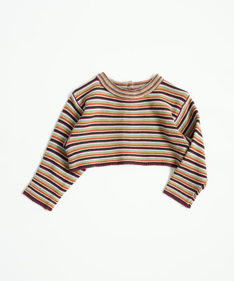 & pal / MULTI BORDER CROPPED KNIT PULLOVER