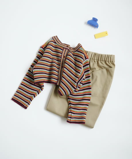 & pal / MULTI BORDER CROPPED KNIT PULLOVER