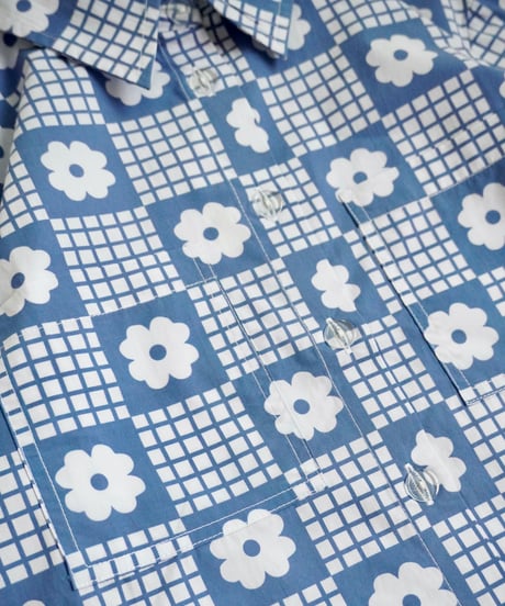 FISH & KIDS / NAVY FLOWERS RETRO SHIRT