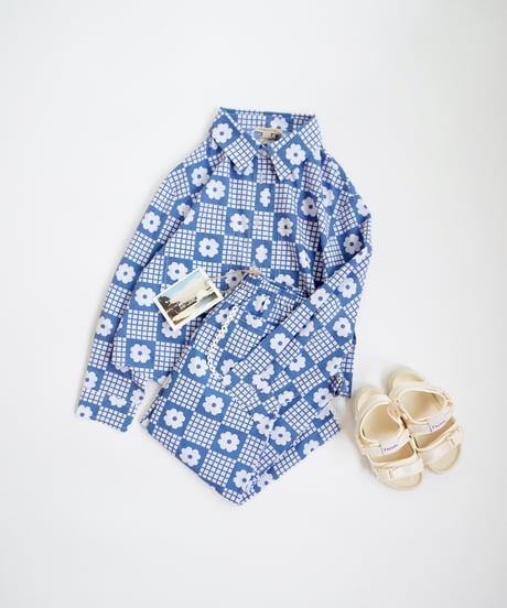 FISH & KIDS / NAVY FLOWERS RETRO PANTS