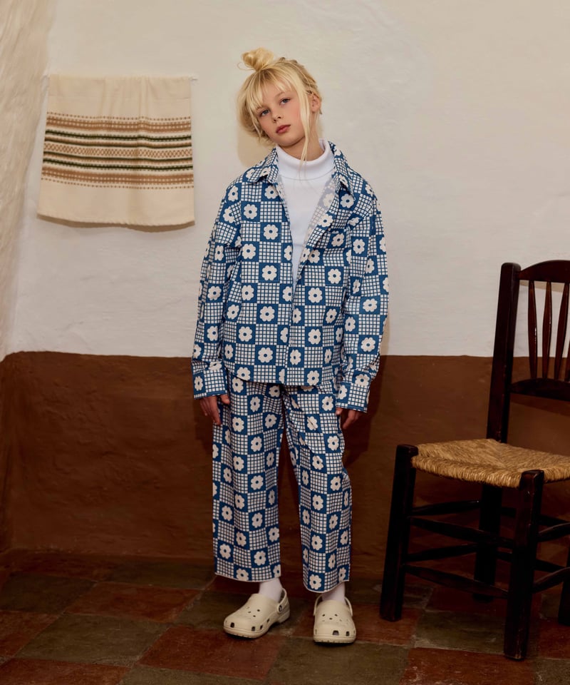 FISH&KIDS セットアップ FISH & KIDS / NAVY FLOWERS RETRO SHIRT | in the