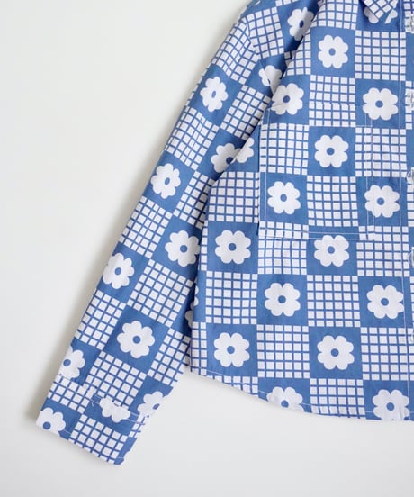 FISH & KIDS / NAVY FLOWERS RETRO SHIRT