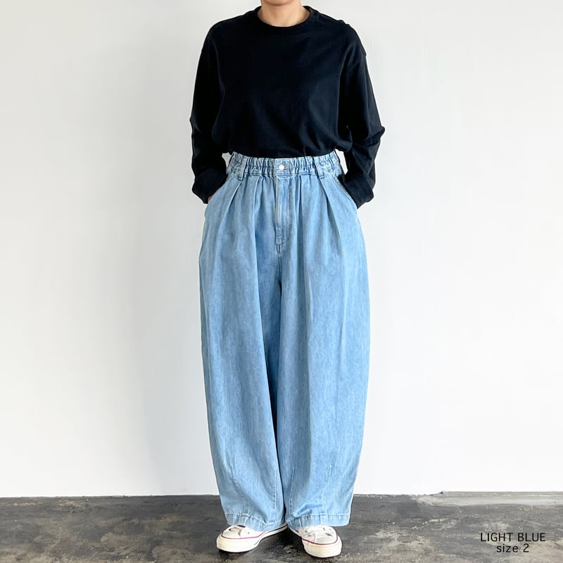 10oz DENIM CIRCUS PANTS / LIGHT BLUE 10ozデニムサーカ