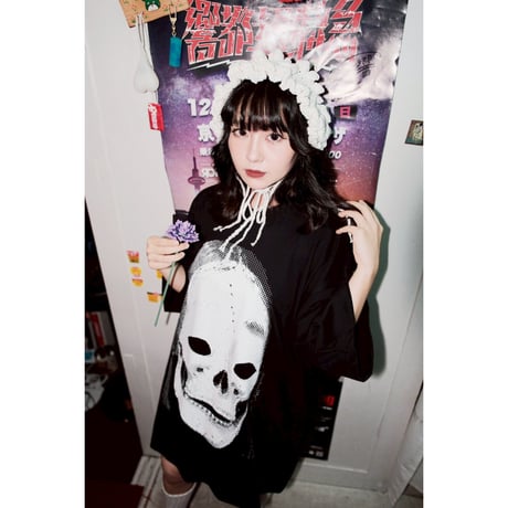 骨能面“小面”大判印刷ビッグシルエットtee
