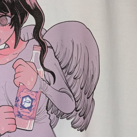 【予約販売】豚箱ゑる子コラボアイテム 『酒乱天使』（エンジェル・オートマタ）ラグランtee　キラキラPINK