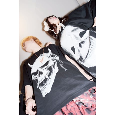 骨能面“小面”大判印刷ビッグシルエットtee
