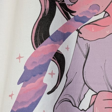 【予約販売】豚箱ゑる子コラボアイテム 『酒乱天使』（エンジェル・オートマタ）ラグランtee　キラキラPINK