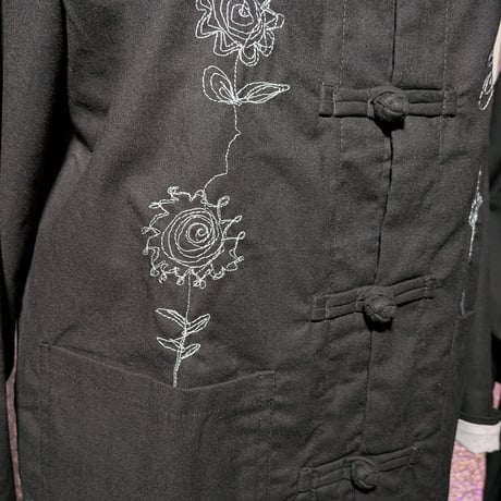 お花刺繍チャイナシャツ