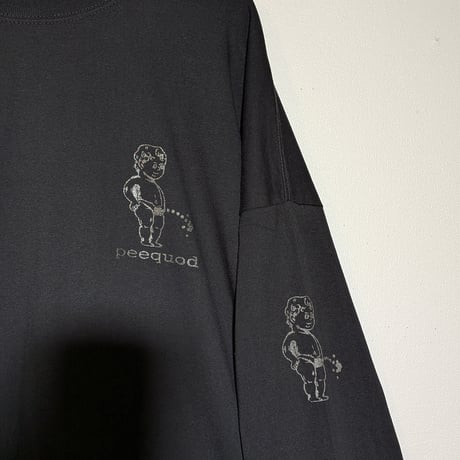 【受注生産】oversizeおしっこくんだらけビッグシルエットロンT  黒光り！ラメ入りブラックインクver