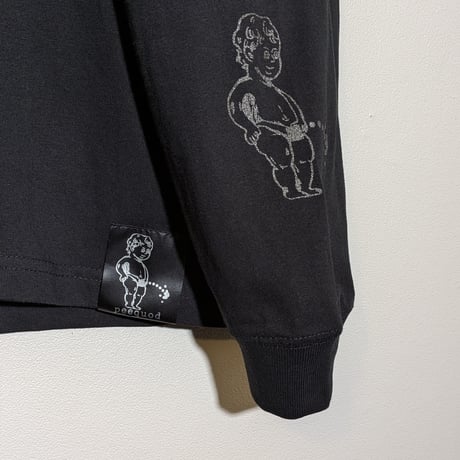 【受注生産】oversizeおしっこくんだらけビッグシルエットロンT  黒光り！ラメ入りブラックインクver