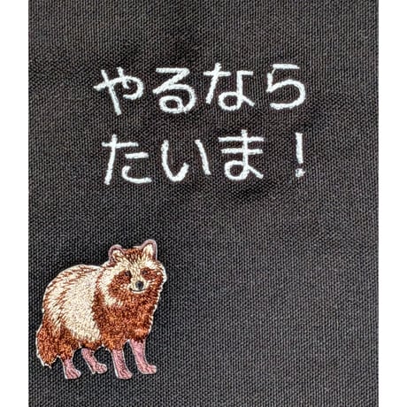 不穏なメッセージの横に来て、アツいメッセージに変化させるコンプラ「た」ぬき刺繍ミニサコッシュ〜やるならいま！〜