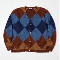 RADIALL "AT THE GARAGE" - CARDIGAN SWEATER L/S  BLUE/BRWON