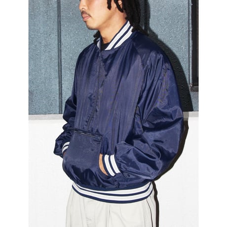 Half-Zip Ribbed Varsity Jacket <Made In USA>