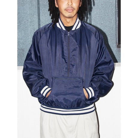 Half-Zip Ribbed Varsity Jacket <Made In USA>
