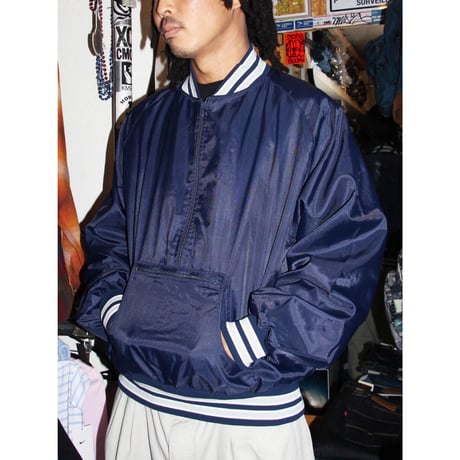 Half-Zip Ribbed Varsity Jacket <Made In USA>