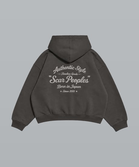 Alpha Shield Box Zip Hoodie / Charcoal