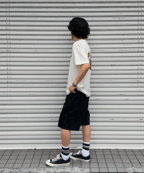 Double Knee Painter Denim Shorts / Black
