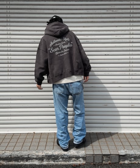 Alpha Shield Box Zip Hoodie / Charcoal