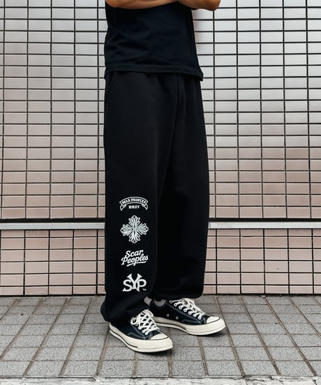 Multi Logo Wide Sweat Pants