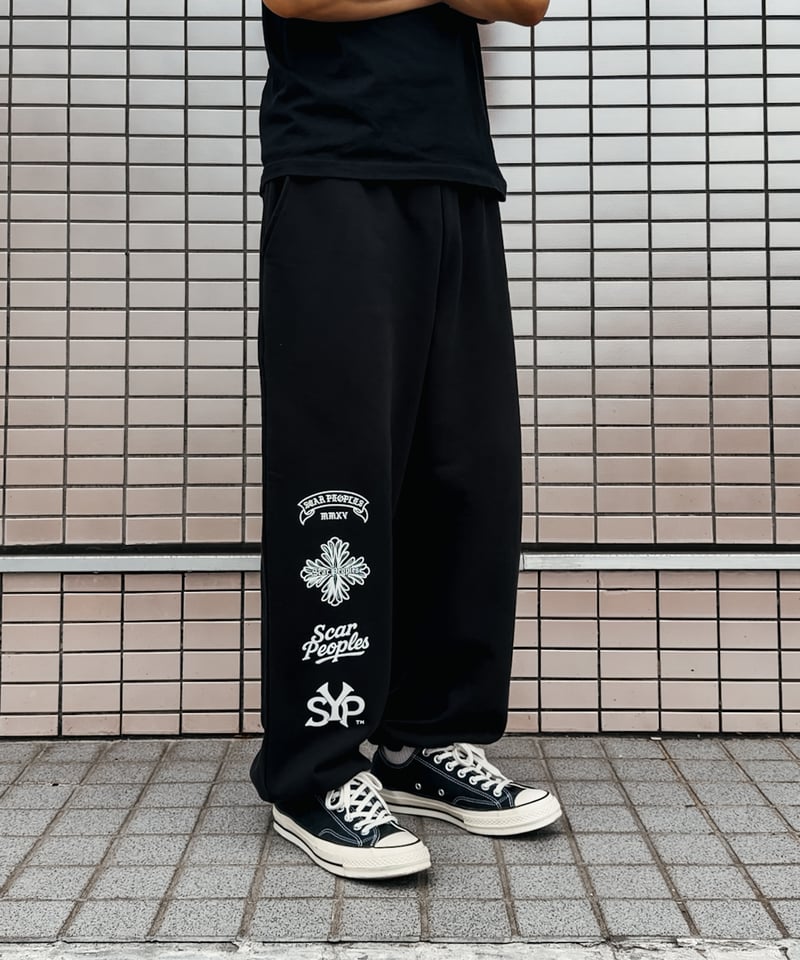 Multi Logo Wide Sweat Pants | Youthful Scar Peo
