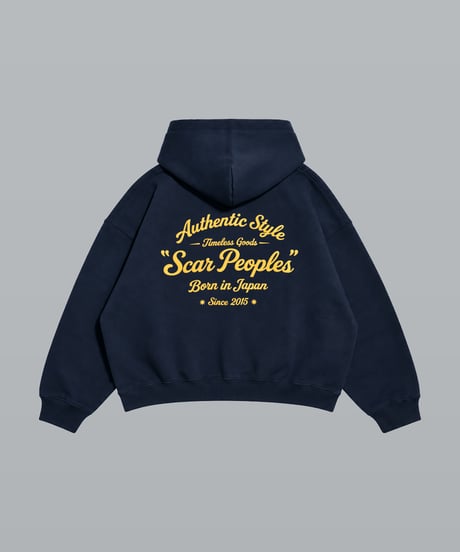 Alpha Shield Box Zip Hoodie / Navy