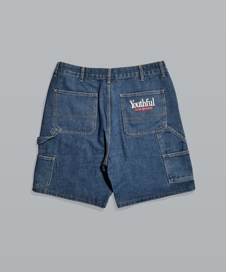 Double Knee Painter Denim Shorts / Indigo