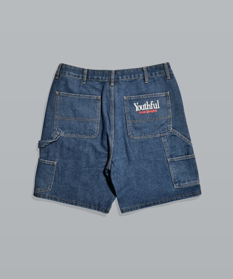Double Knee Painter Denim Shorts / Indigo | You