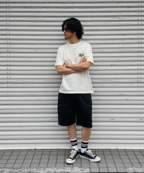 Double Knee Painter Denim Shorts / Black