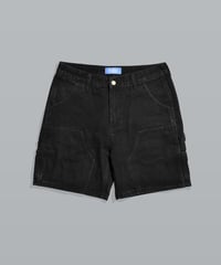 Double Knee Painter Denim Shorts / Black