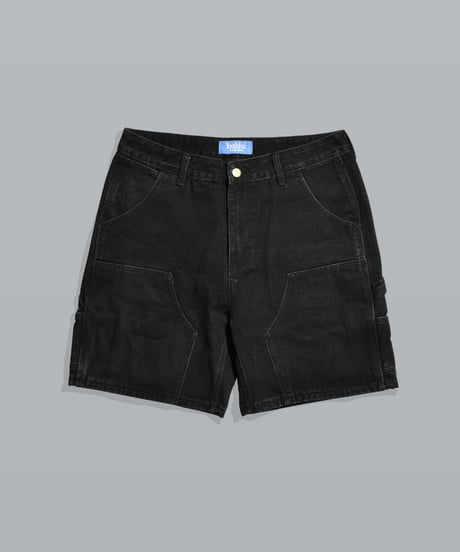 Double Knee Painter Denim Shorts / Black