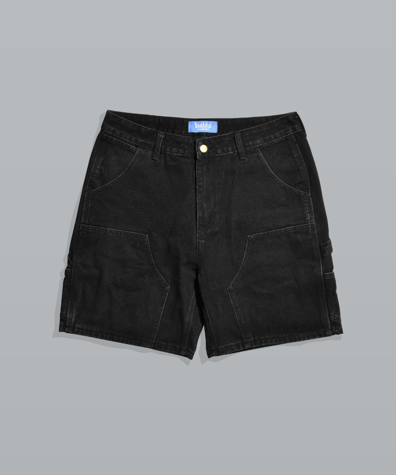 Double Knee Painter Denim Shorts / Black | Yout