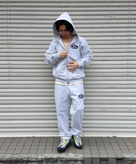 Alpha Shield Patch Zip Hoodie / Ash