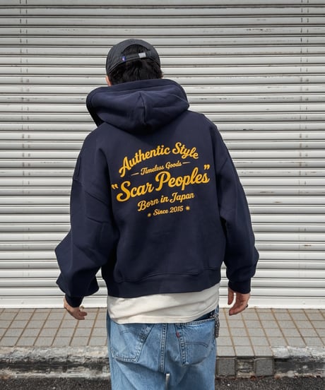 Alpha Shield Box Zip Hoodie / Navy