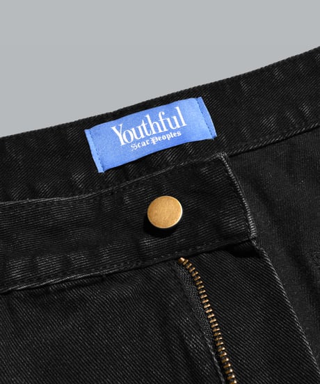Double Knee Painter Denim Shorts / Black
