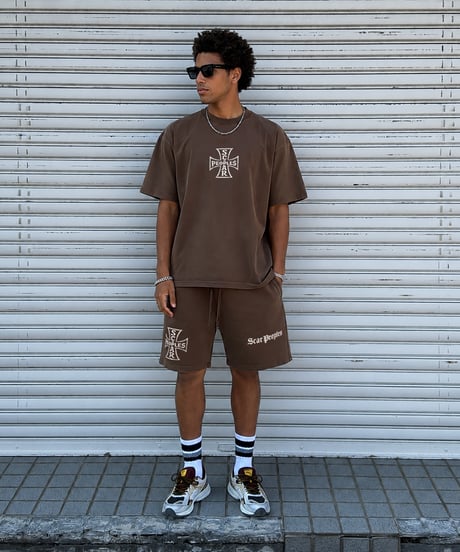 Vintage Cross Fade Sweat Shorts / Fade Brown