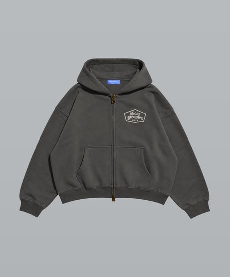 Alpha Shield Box Zip Hoodie / Charcoal