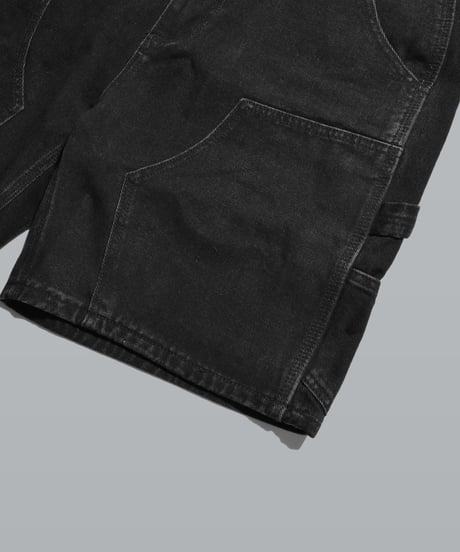 Double Knee Painter Denim Shorts / Black