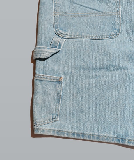 Double Knee Painter Denim Shorts / Light Blue