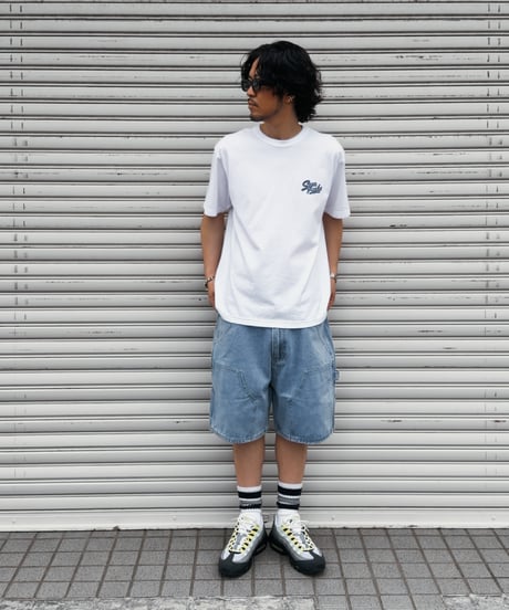 Double Knee Painter Denim Shorts / Light Blue
