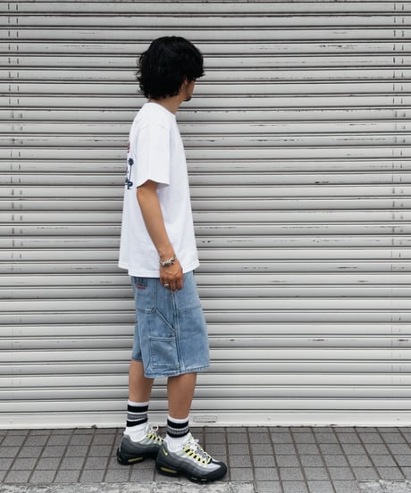 Double Knee Painter Denim Shorts / Light Blue