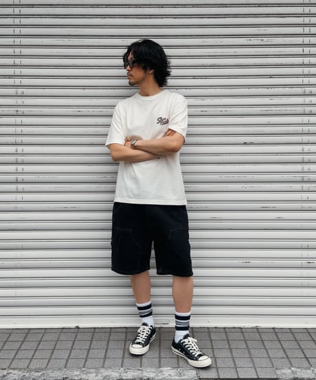 Double Knee Painter Denim Shorts / Black