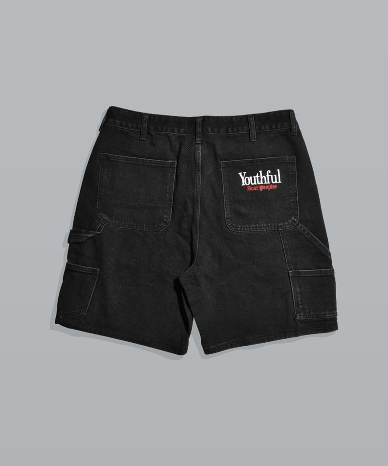 Double Knee Painter Denim Shorts / Black | Yout