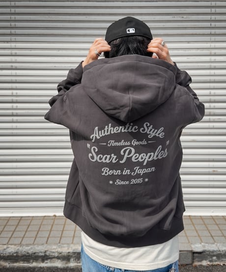 Alpha Shield Box Zip Hoodie / Charcoal