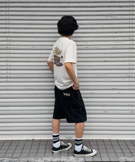 Double Knee Painter Denim Shorts / Black